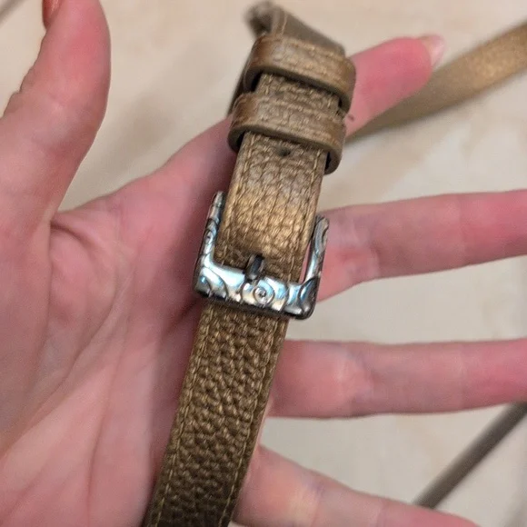 Brighton Crossbody Bag Purse Mila's Heart Antique Metallic Gold Pebble Leather - Picture 7 of 15